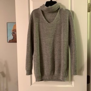 Gray V Neck Sweater